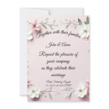 Carte de faire-part de mariage florale