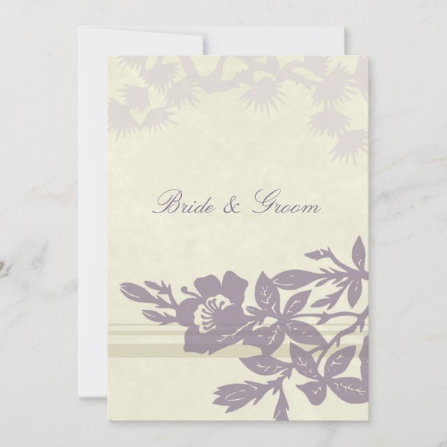 Carte de Faire-part de mariage florale pourpre (Devant)