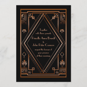 Carte de faire-part de mariage, grand Gatsby, or