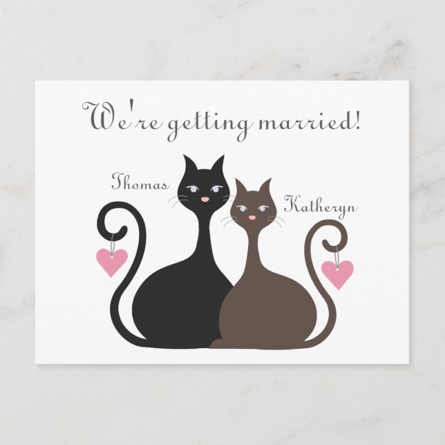 Carte de faire-part de mariage Love Cats Save The  (Devant)