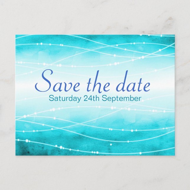 Carte de faire-part de mariage mer scintillante (Devant)