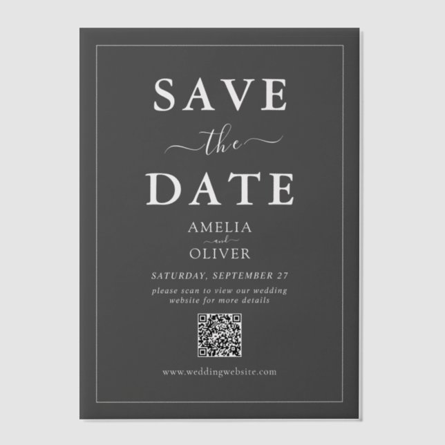 Carte de faire-part de mariage moderne avec code Q (Recto)