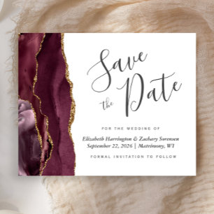 Carte de faire-part de mariage pas chère en agate