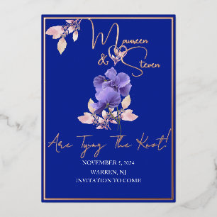Carte de faire-part de mariage Royal Blue avec fle