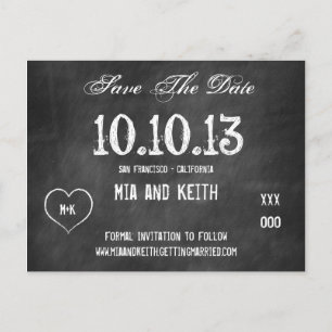 Carte de faire-part de mariage sur tableau noir
