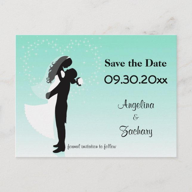 Carte de faire-part de mariage Teal Ombre Save The (Devant)