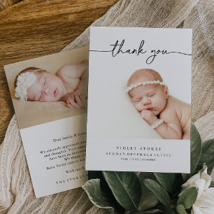 Carte de Faire-part de naissance bébé Merci photo