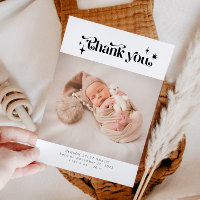 Carte de Faire-part de naissance de Merci rétro