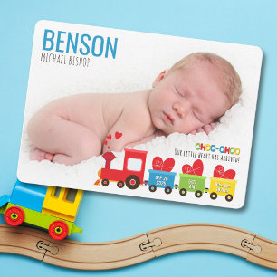 Carte de Faire-part de naissance de train Choo-Cho