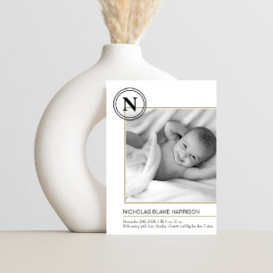 Carte de Faire-part de naissance pour bébé Monogra