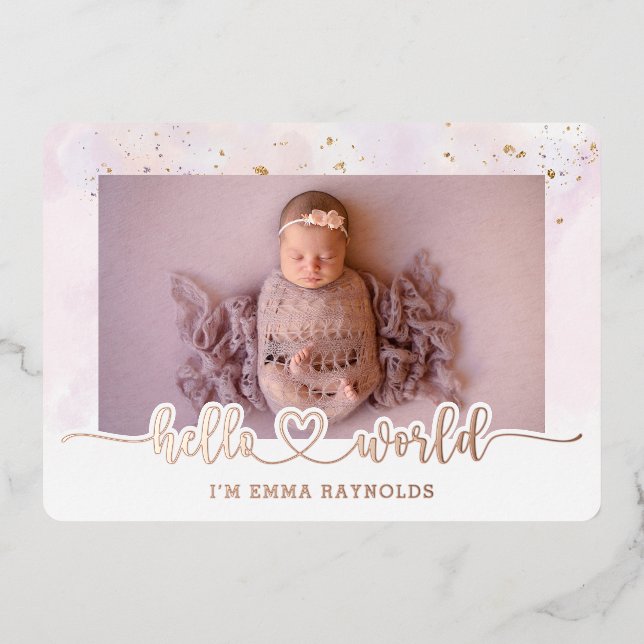 Carte de Faire-part de naissance Rose Gold Baby Gi (Recto)