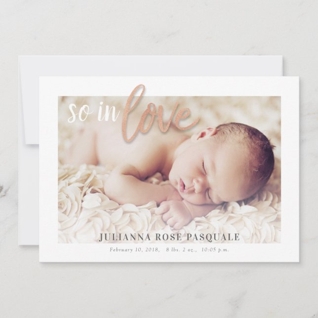 Carte de Faire-part de naissance rose Gold So in L (Devant)