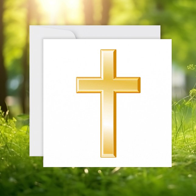 Carte de Faire-part/d'invitation Christian Cross (Gold cross, symbol of Christian faith. Customize with your text. )