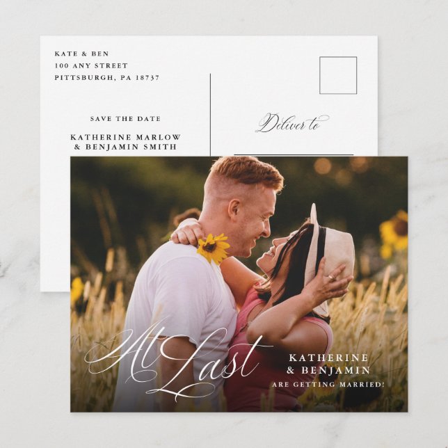 Carte de faire-part élégante de sauvegarde de date (Devant / Derrière)