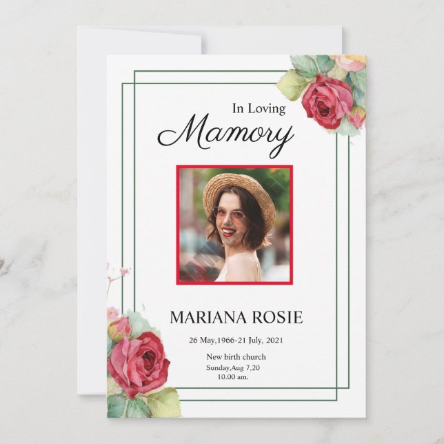 Carte de Faire-part funéraire florale (Devant)