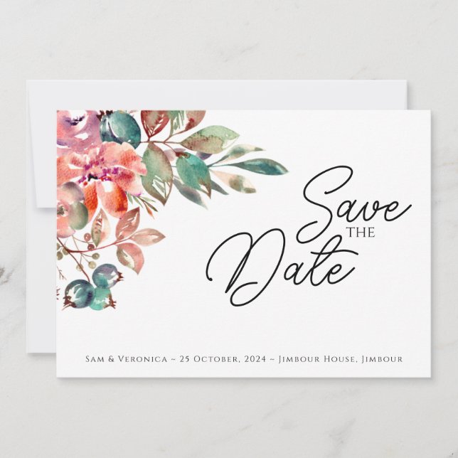 Carte de faire-part horizontale Mauve Blush romant (Devant)