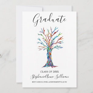 Carte de Faire-part moderne Colorful Tree Graduati
