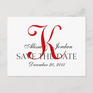 Carte de Faire-part Monogramme Mariage rouge et bl