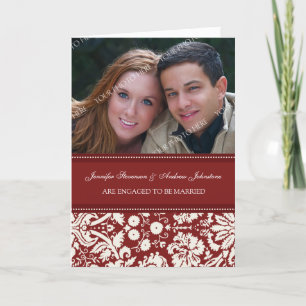 Carte de Faire-part photo Fiançailles Red Damask