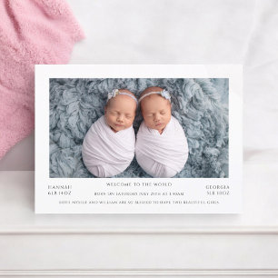 carte de Faire-part pour bébés jumeaux photo minim