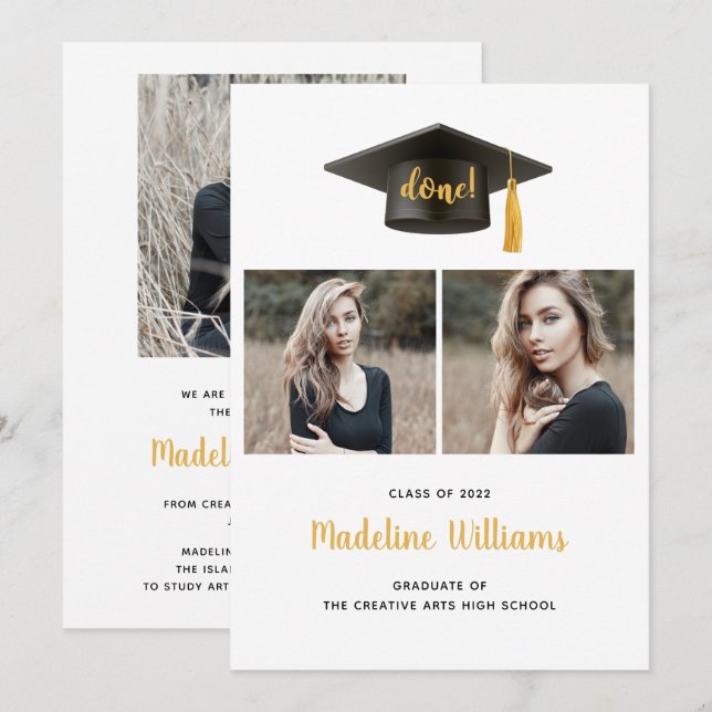 Carte de Faire-part pour Casquette de 3e année pho (Devant / Derrière)