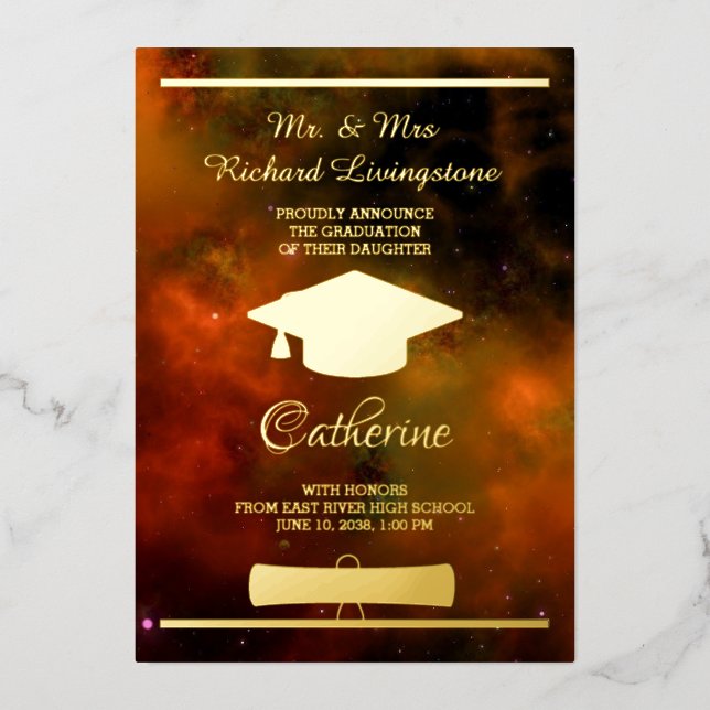 Carte de Faire-part Red Galaxy Gold (Recto)