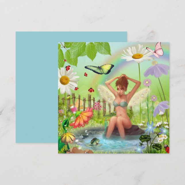 Carte de Fantaisie de Jardin de Fée de Bain (Devant / Derrière)