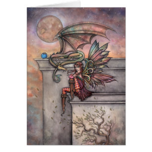 Carte de fantasy d'art de dragon et de fée Molly H