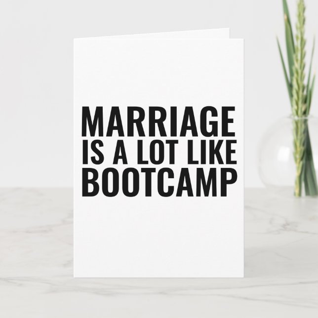 CARTE DE FÉLICITATION MARIAGE AMUSANTE, BOOTCAMP (Devant)