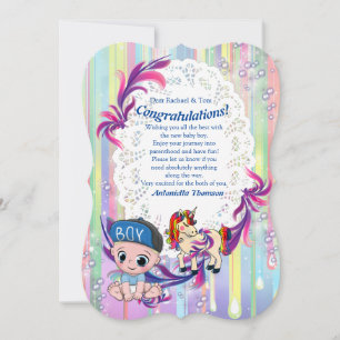 Carte de félicitations Baby Boy Bulles & Licornes