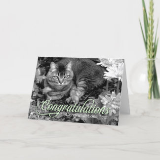 Carte de félicitations de blanc de chat de jardin