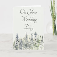 Carte de Félicitations de Mariage Arbres Évergreen