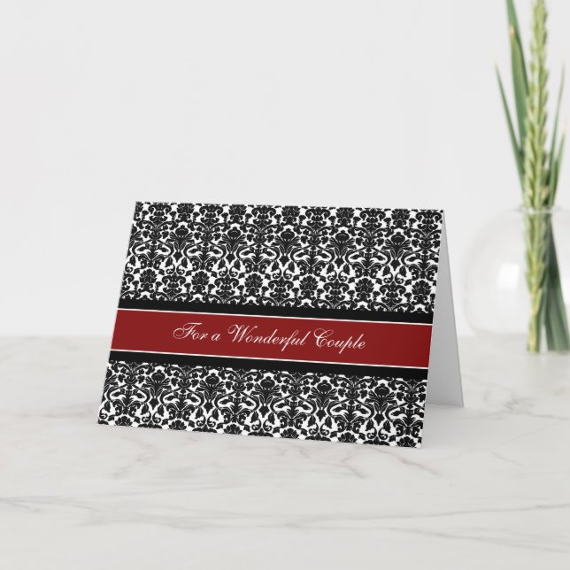 Carte de félicitations de mariage couple noir roug (Devant)
