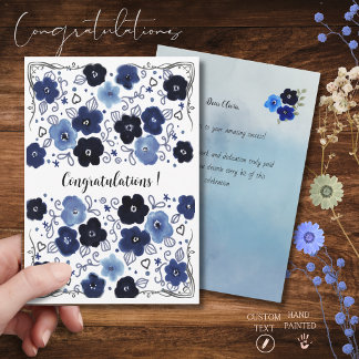 Carte de félicitations Fleurie Bleue