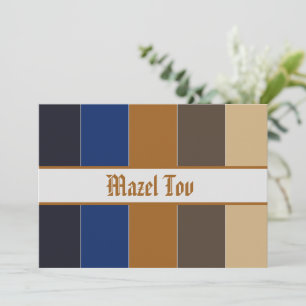 Carte de félicitations Mazel Tov, bleu marron beig
