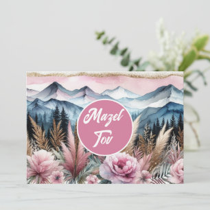 Carte de félicitations Mazel Tov, Montagnes floral