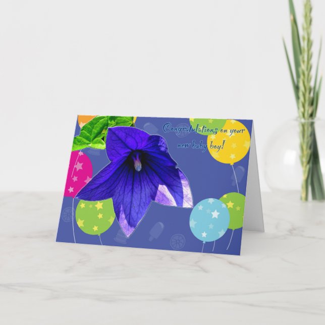 Carte de Félicitations Naissance Fleur de Ballon N (Devant)