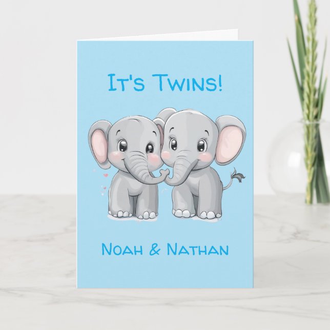 Carte de félicitations personnalisée, Twin Babies (Devant)