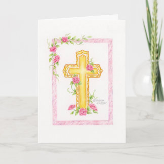 Carte de félicitations pour baptême avec croix de