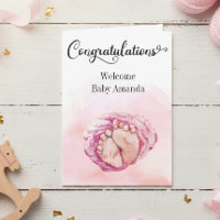 Carte de félicitations pour bébé aux pieds roses m