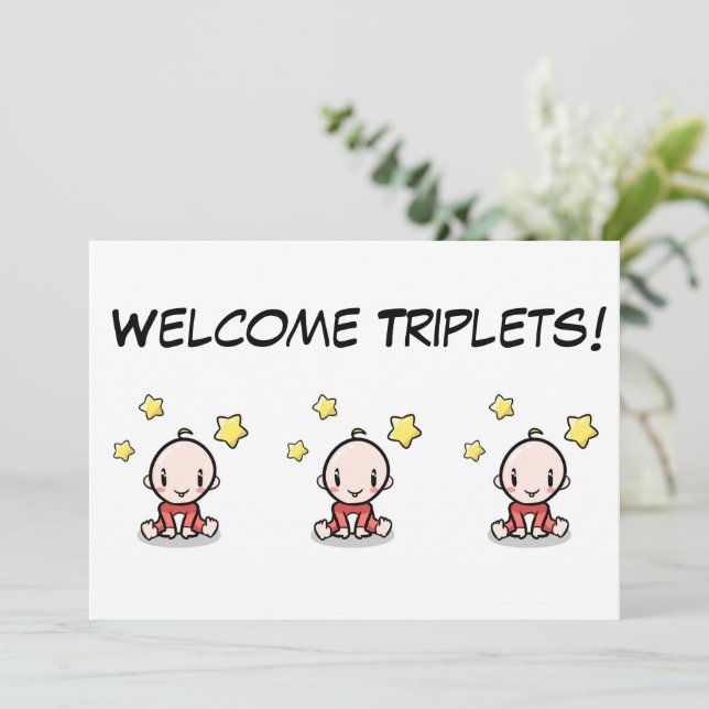 Carte de félicitations pour bébé pour triplets, (Debout devant)