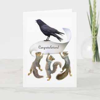Carte de félicitations pour écureuils et corbeau