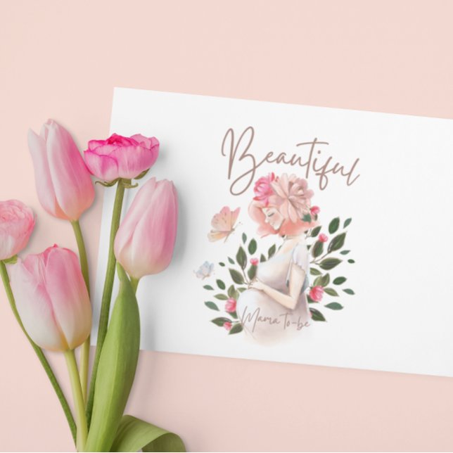 Carte de félicitations pour future maman magnifiqu (Congratulate the beautiful soon to be mommy with this lovely watercolor card! Matching collection! )