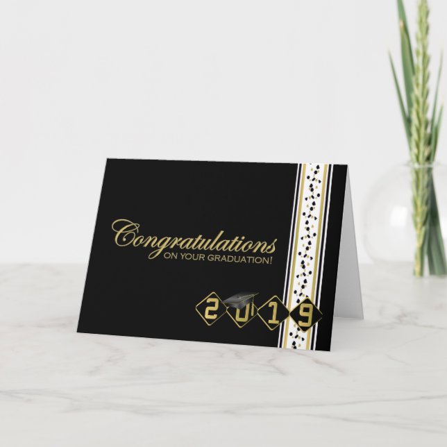 Carte de félicitations pour les diplômes Black & G (Devant)