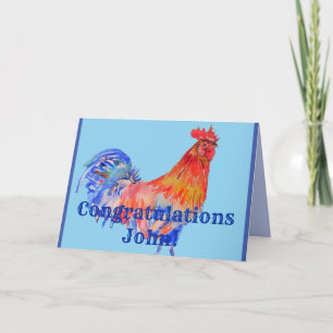 Carte de félicitations Red Rooster Watercolor