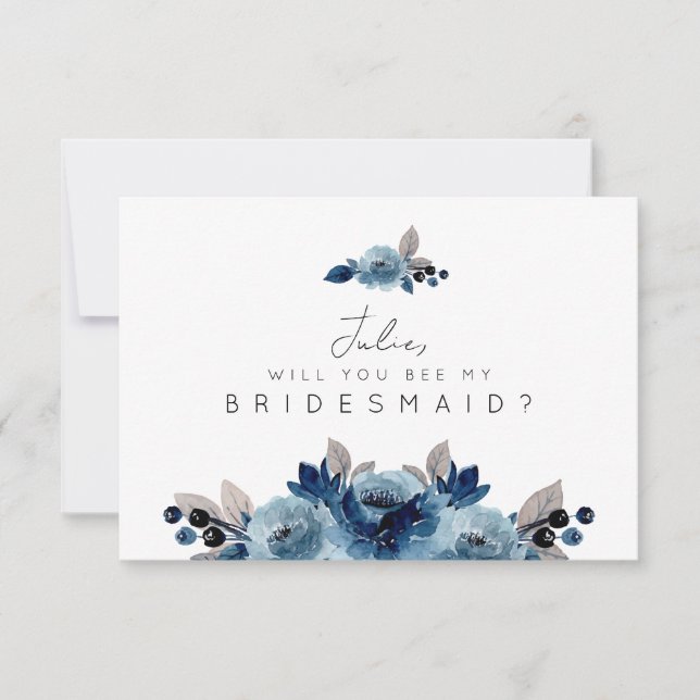 Carte de femme de chambre Dusty Blue Floral (Devant)