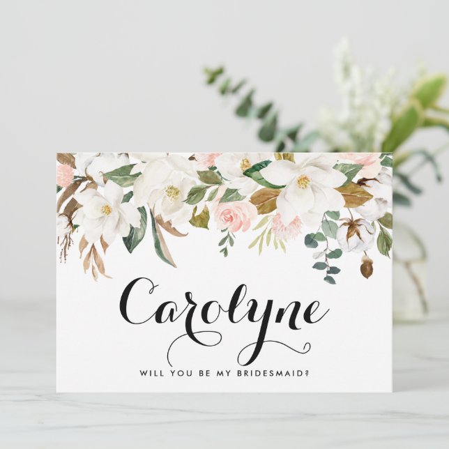 Carte de femme de chambre personnalisée Magnolia b (Debout devant)