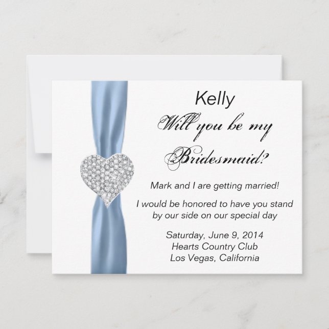 Carte de femme de Mariage Diamond Heart Blue (Devant)