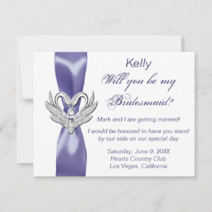 Carte de femme de ménage bleu violet en argent