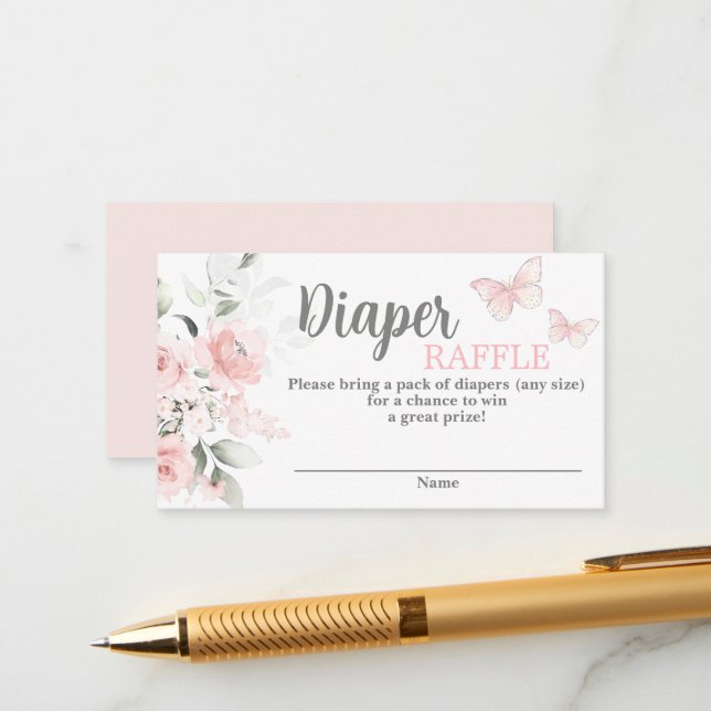 Carte de fermeture à rabat Baby shower papillon (Devant/Arrière en situation)